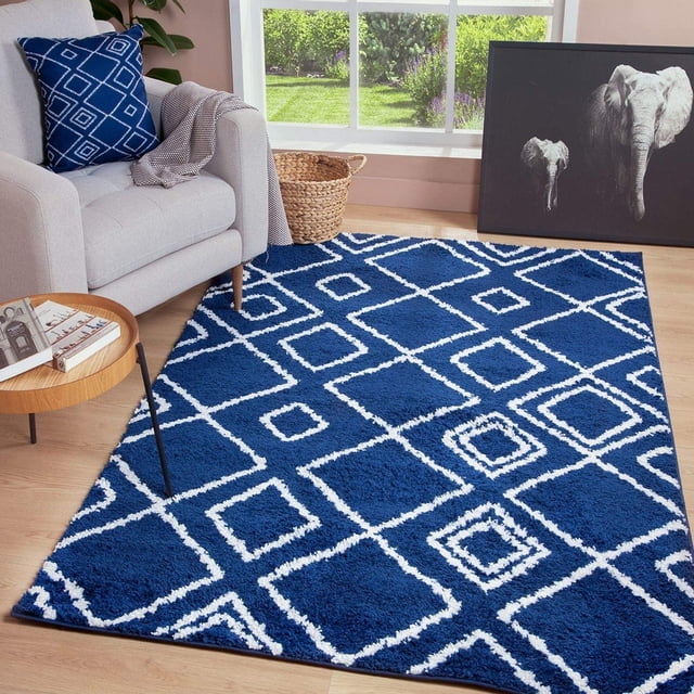 JV Home Moroccan Trellis Shag Soft | Plush | High Pile Shag Area Rug