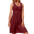 thumbnail image 2 of B91xZ Womens 2024 Robes Maxi Fendues Sans Manches Robe de Plage d'Été avec Poches, S de Vin, 2 of 5