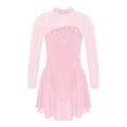 thumbnail image 4 of Linjinx Filles Enfants Justaucorps Robe de Danse Ballet à Manches Longues en Maille à Strass Assemblée Costume de Compétition de Patinage Artistique Rose 12, 4 of 5