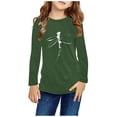 thumbnail image 2 of T-shirts à Manches Longues pour Filles, Col Rond, en Coton, Imprimé Libellule, T-Shirts Décontractés d'Automne et de Printemps, T-Shirts Graphiques Basiques pour Enfants (9 Ans, Vert Armée), 2 of 5