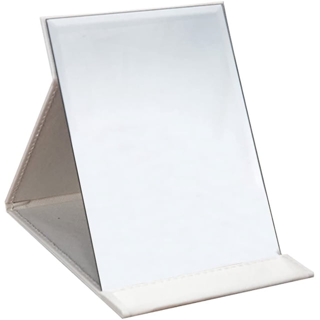Miroir de Maquillage Pliable en Cuir PU avec Support Réglable pour un Usage Personnel, Voyage