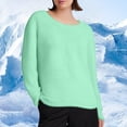 thumbnail image 2 of JGGSPWM (S-5XL) Plus Size Women's Pullover Fall Winter Sweaters Solid Color Fleece Long Sleeve Crewneck Oversized Loose Sweater Tops Green M, 2 of 3