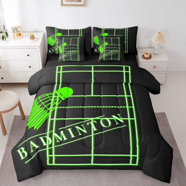 YST Boys Badminton Sports Gaming Bedding Set, 7-Piece Comforter Set, King Size
