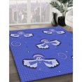 thumbnail image 3 of Ahgly Tapis d'Intérieur Lavable en Machine Carré Transitionnel Bleu Ciel, 7 Pieds Carré, 3 of 7