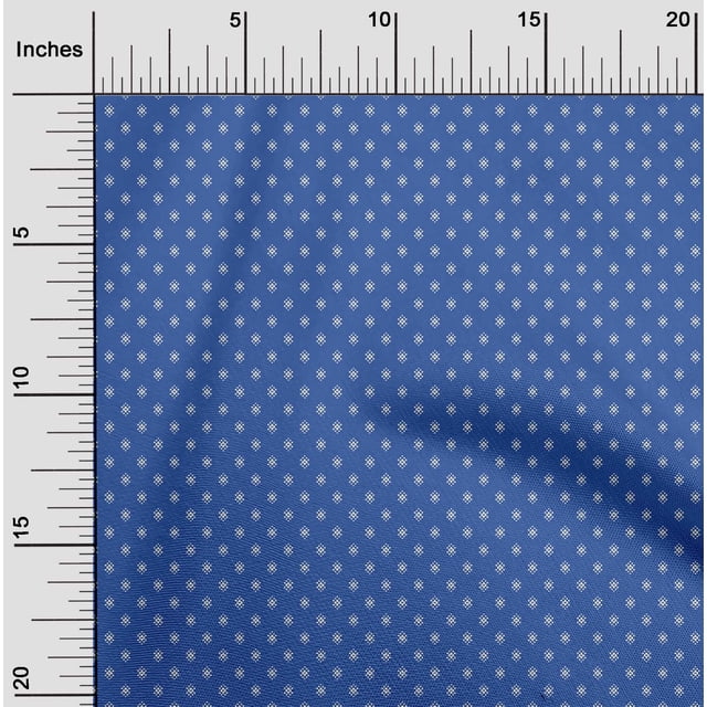 oneOone Polyester Lycra Medium Blue Fabric Polka Dots Sewing Material Print Fabric by The Yard 56 Inch Wide