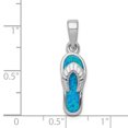 thumbnail image 2 of 925 Sterling Silver Created Blue Inlay Opal Sandal Shaped Pendant, 2 of 2
