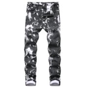 Men's Jeans Men's Fashion Oversized Ripped Slim Jeans Pants Breathable Denim Trousers Jeans Homme Black 34