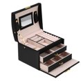 thumbnail image 2 of WALFRONT Three Layer Jewelry Storage Organizer Box PU Earring Necklace Display Case Cabinet, Jewelry Holder Box,Jewelry Storage Box, 2 of 6