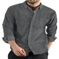 thumbnail image 1 of Men‘s Spring Autumn Cual Shirts Solid Color Long Sleeve Lapel Tops Button Shirts for Party, 1 of 4