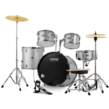 VEVOR Adult Drum Set, 5-Piece, 22 inches Complete Full Size Drum Kit with Bass Toms Snare Floor Drum Adjustable Throne Stands Cymbal Hi-Hat Pedal