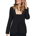 thumbnail image 2 of QIPOPIQ Blazer Confortable à Basque pour Femmes, Décontracté, Travail Bureau, Chic, Double Revers, Bouton Unique, Liquidation, 2 of 7