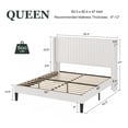 thumbnail image 2 of Amolife Queen Size Velvet Upholstered Bed with Wingback Headboard, Off-white, 2 of 9