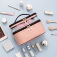 thumbnail image 4 of Clearance! Double-layer Cosmetic Bag Solid Color Transparent Wash Portable INS Fashion Travel Portable Large Capacity Storage Bag Wish List Today'S Deals #75, 4 of 4
