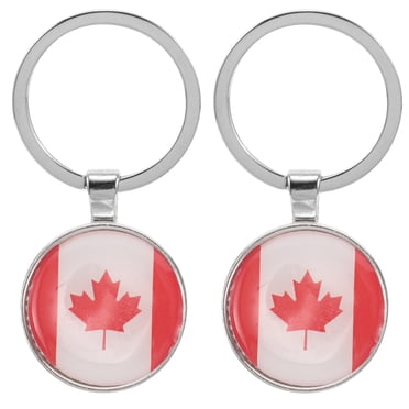 Miangastore 2 Pcs Porte-Clés Décoratif Drapeau du Canada pour Enfants et Adultes Décorations de Fête Anneau de Clé en Métal avec Pendentifs de Sac au Design Patriotique