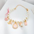 thumbnail image 4 of Collier pour Chat Ajustable Sans Allergie Design Fermoir Mousqueton Résistant à la Décoloration Collier Imitation Perle avec Pendentif Dessin Animé Fournitures pour Animaux, 4 of 9