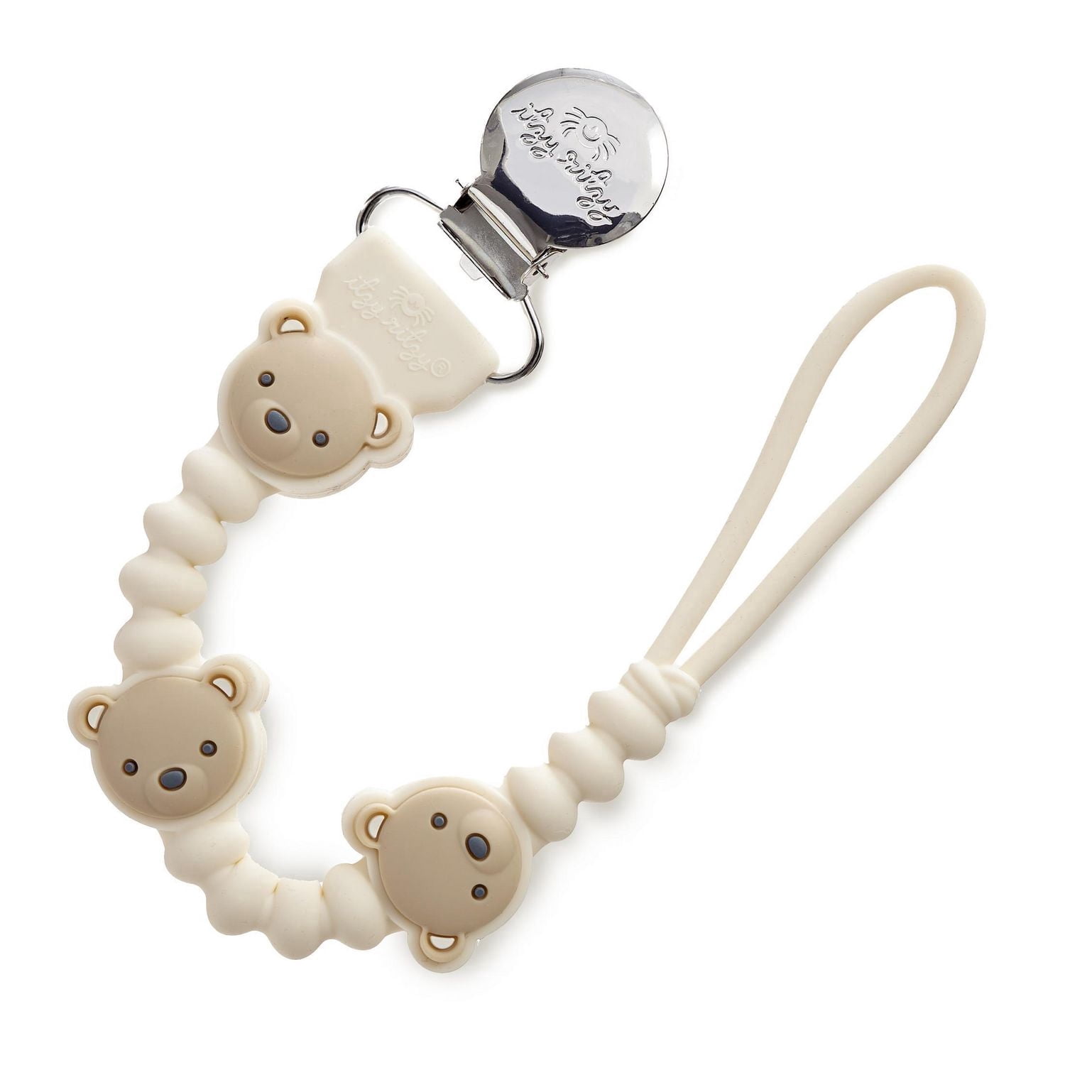 Itzy Ritzy Sweetie Strap Plus Bear Silicone Pacifier Clip for Infants, 0+ Months