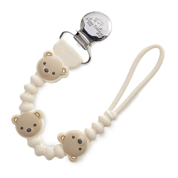 Itzy Ritzy Sweetie Strap Plus Bear Attache-suce en silicone pour nourrissons, 0 mois et plus