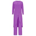 thumbnail image 1 of Birdeem Blouses pour Femmes Mode Femme Col Rond Uni Manches Longues Blouse Pantalon Long Taille Élastique Ensembles de Détente, 1 of 12