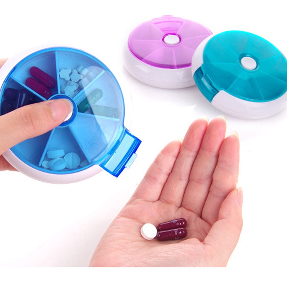 Outdoor Travel Pill Box Portable 7-Day Rotating Pill Case Medicine Box Pill Dispenser Vitamin Holder Pill Organizer