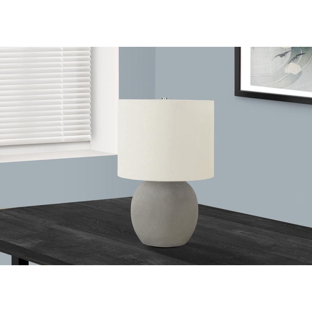 Monarch Specialties Lighting, 20"h, Table Lamp, Grey Concrete, Ivory / Cream Shade, Contemporary