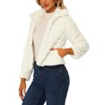 thumbnail image 4 of INSPIRE CHIC Veste Courte Duveteuse pour Femme en Fausse Fourrure à Col Rabattu, Ouverte à l'Avant, TP Blanc, 4 of 5
