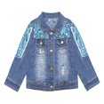 thumbnail image 1 of KIDSCOOL SPACE Veste en Jean Déchirée à Paillettes Bleues pour Petite Fille, 3-4 Ans, 1 of 6