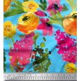 thumbnail image 1 of Soimoi Blue Moss Georgette Fabric Leaves & Floral Printed Craft Fabric by The Yard 42 Inch Wide, 1 of 3
