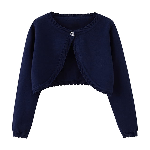 Dagugfen Toddler Baby Girls Clothes Cardigan Button Ruffle Comfy Casual Sweet Solid Color Cropped Jackets 1.5-14 Years