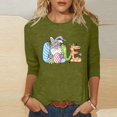 thumbnail image 1 of Xihbxyly Hauts Grande Taille pour Femmes Manches 3/4 T-shirt Imprimé Col Rond de Pâques Manches 3/4 Chandail Col Rond Cadeau de Vacances, 1 of 5