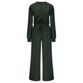 thumbnail image 4 of ShomPort Womens 2PC Matching Set Long Sleeve Crewneck Wrap T-Shirts Drawstring Elastic Waist Loose Pants Going Out Trendy Set, 4 of 7