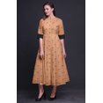 thumbnail image 4 of Bimba Leaves Ladies Button Down Print Dress A-Line Cocktail Party Shirt Dress-Small, 4 of 5