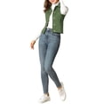 thumbnail image 2 of INSPIRE CHIC Juniors Washed Chest Flap Pockets Single Breasted Denim Vest Jacket, 2 of 6