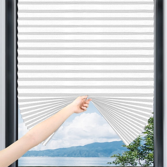 Portable Pleated Window Shade | Suction Cup Installation | 90x180cm Sun & Heat Blocking Curtain | White Plastic Bathroom & Car Blind | 1-Piece Blackout Privacy Film