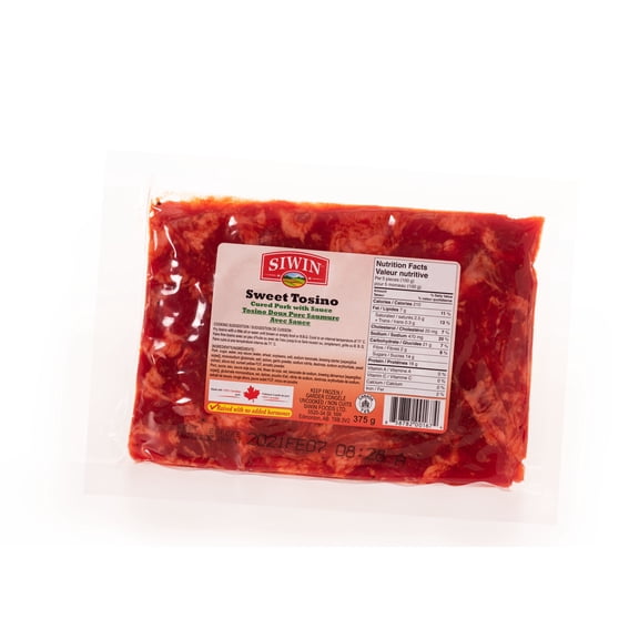 Siwin Filipino Style Sweet Pork Tocino, Sweet-Cured Pork, Frozen, 375g, SWT TOS