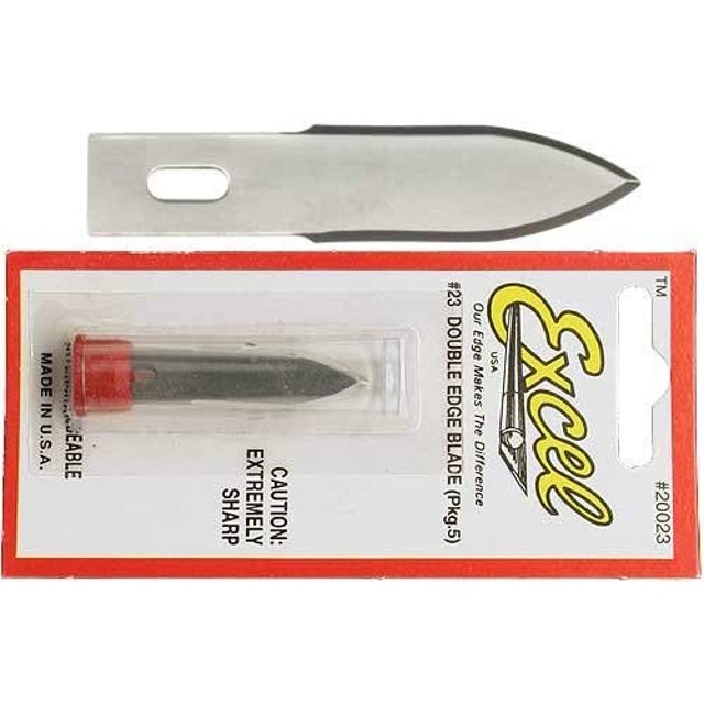 Excel Blades #23 Double Edge Blade, 5 Pack, American Made Replacement Hobby Blades