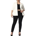 thumbnail image 2 of Agnes Orinda Women's Plus Size Blazer Button Notch Panel Ruffle Peplum Blazers 3X White, 2 of 6