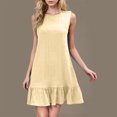 thumbnail image 1 of Ovzne Robes d'Été pour Femmes 2025 Robe de Plage Femme Couleur Unie Décontractée Couleur Unie Col Rond Bouton Arrière Sans Manches Robe de Printemps Liquidation, 1 of 3