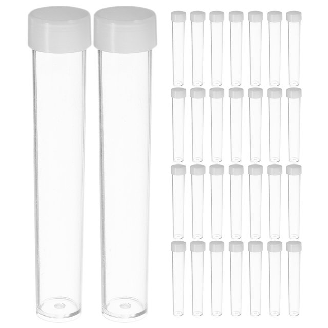 Raindrops 50 Pcs Beads Storage Organizer Clear Plastic Tubes with Caps Transparent
