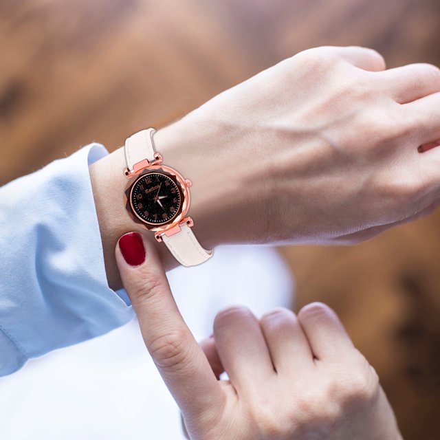 WIFKLSIIPG Quartz Watch Ladies Watch Digital Starry Sky Luminous Belt Watch Women's Watch