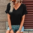 thumbnail image 2 of Timegard Tops for Women V Neck Short Sleeve Button Comfy Summer Casual Loose Tops Tee Solid Color, 2 of 6