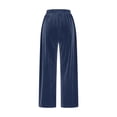 thumbnail image 4 of Plebaso Womens Velvet Pants Elastic Waist Drawstring Lounge Pants Straight Leg Trousers with Pockets, 4 of 5