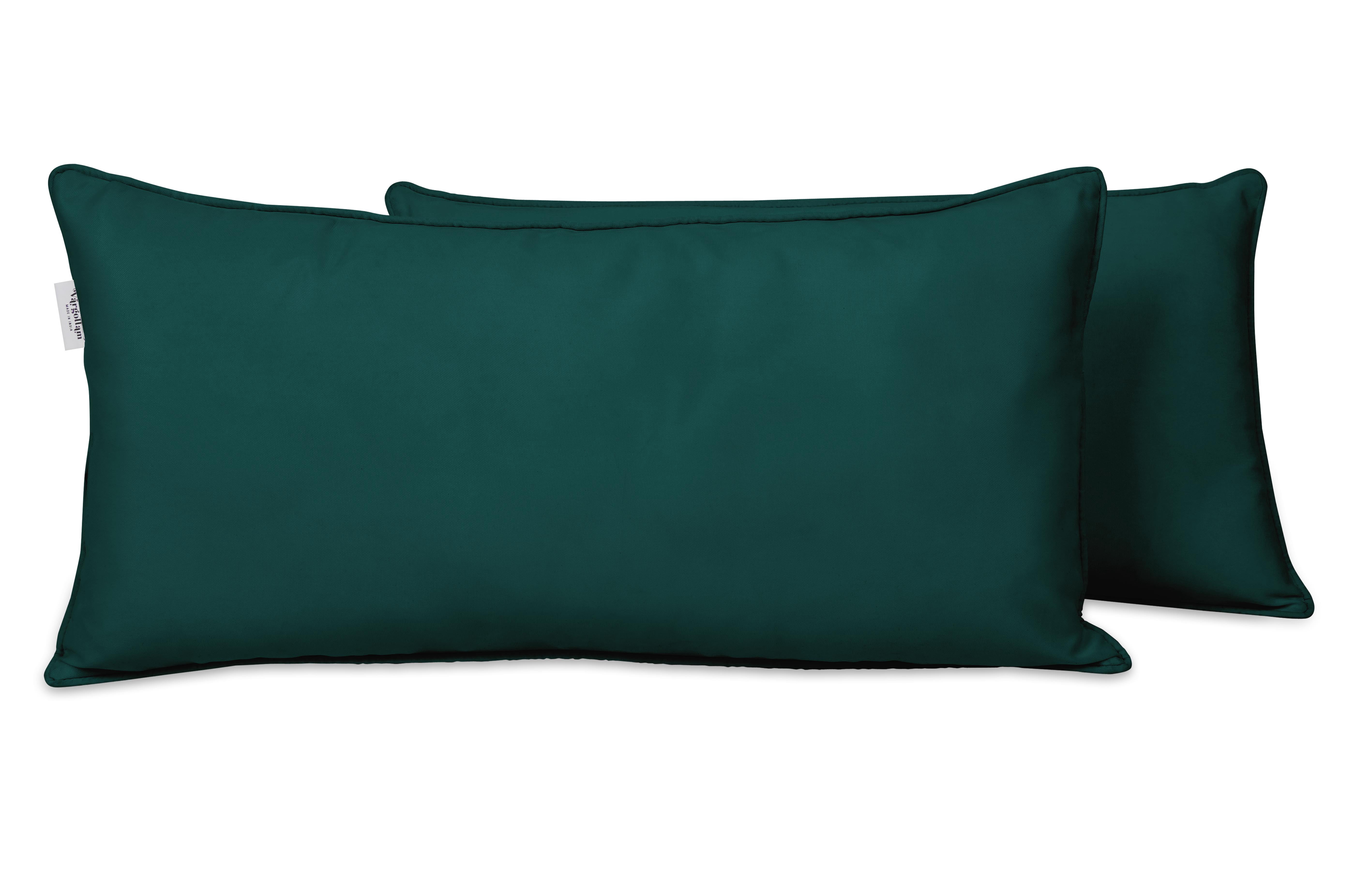 VargottamIndoor/OutdoorPolyester FabricLumbarPillowCover,All-Weather Waterproof Rectangular Cushion Case for Patio Furniture,12" x 20"Set of 2-Teal Blue