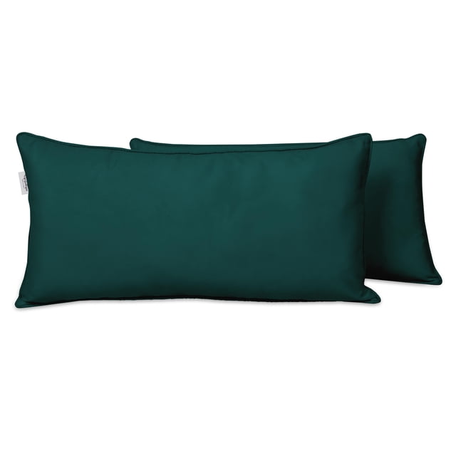 VargottamIndoor/OutdoorPolyester FabricLumbarPillowCover,All-Weather Waterproof Rectangular Cushion Case for Patio Furniture,12" x 20"Set of 2-Teal Blue