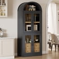 thumbnail image 4 of Kojooin Arched Bookshelf with Doors and Drawers Farmhouse Bookcase 15.83in Depth Display Storage Shelves 71.4in Tall Wooden Display Cabinet Rounded Bookcases for Living Room, Kitchen, 4 of 9