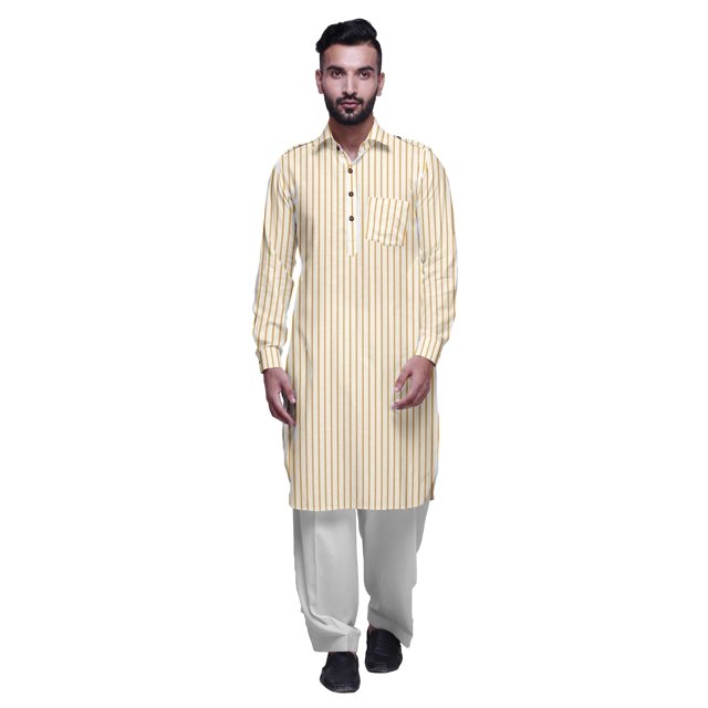 Atasi Kurta Pathani Classique à Col pour Garçons Chemise en Rayonne à Poche avant