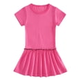 thumbnail image 1 of Liquidation d'Économies d'Été! WRKEKC Robe d'Été pour Fille, Robe Décontractée pour Fille, Robe Plissée à Manches Courtes et Col Rond d'Été Unie pour Fille 1 An, 1 of 2