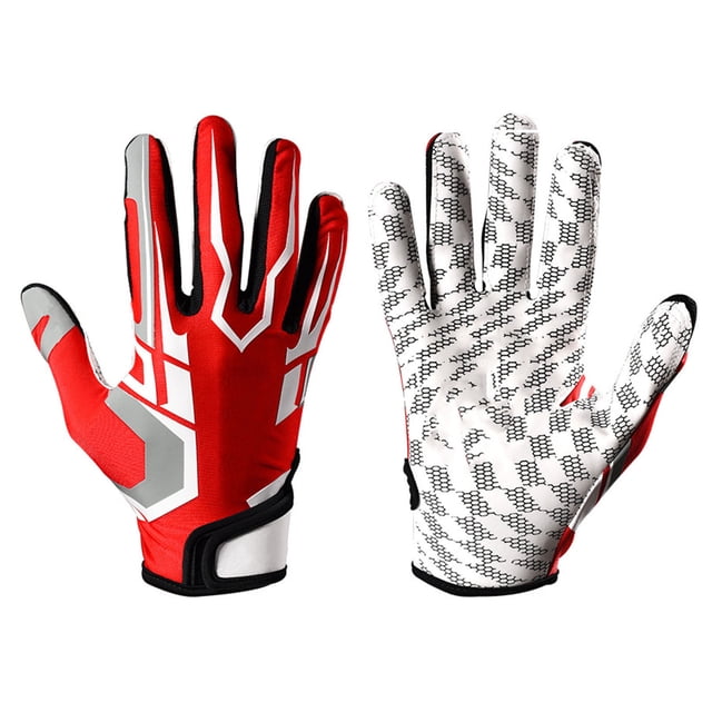 Gants de Baseball pour Frapper, Gants de Protection de Sport à Élasticité Ajustée Antidérapants à Mailles Rouges pour l'Extérieur S,m,L