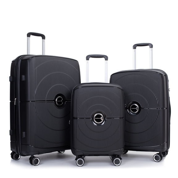 Travelhouse Ensemble de 3 Pcs de Valises Rigides, Valise Rigide Légère Extensible avec Cadenas TSA et Roues Pivotantes, Noir