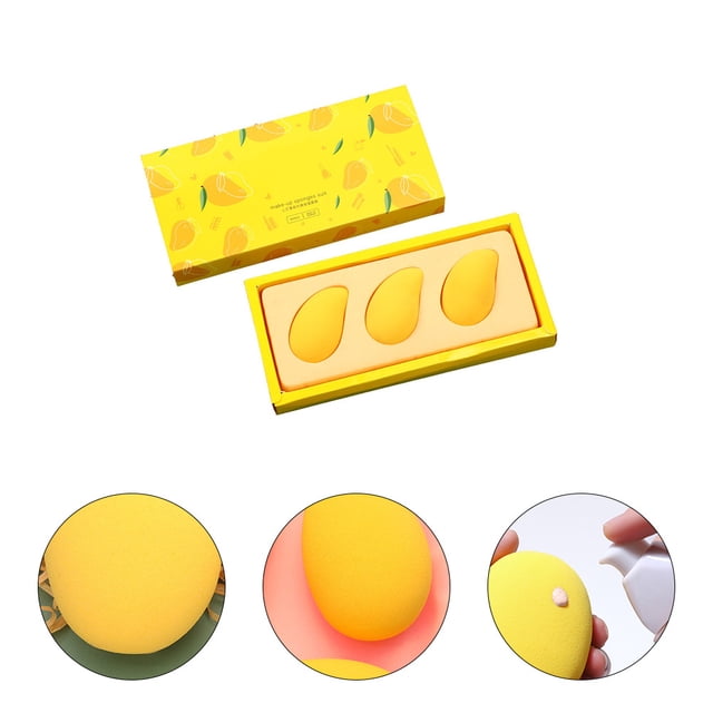 HEATSHAKING 3Pcs Premium Yellow Cosmetic Sponges for Makeup Application and Foundation Blending