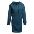 thumbnail image 3 of Robe à Capuche Décontractée pour Femmes Automne Manches Longues Chandail en Molleton Boutonné à Cordon Léger, 3 of 4